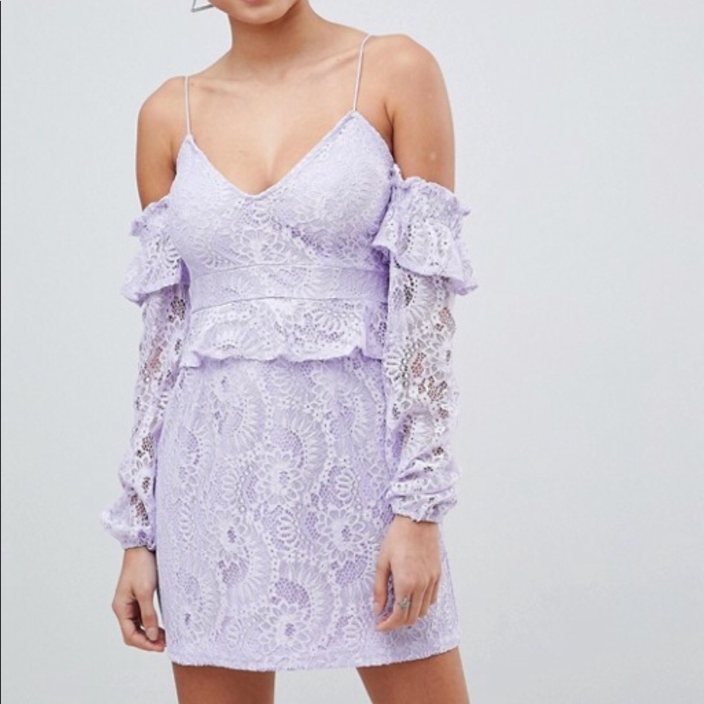 Lilac Lace Cold Shoulder Mini Dress *NEW*